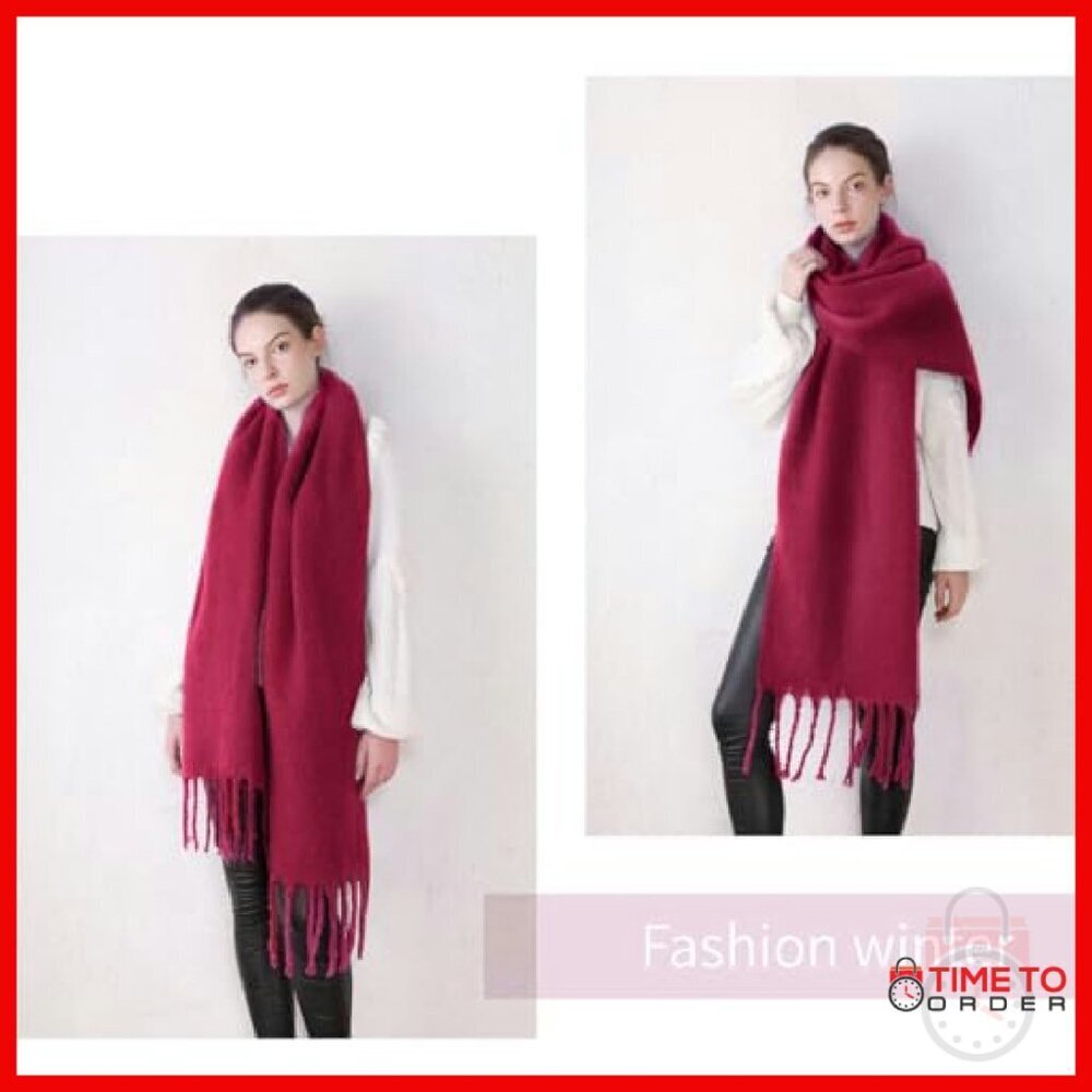 Oversized Winter Scarf Chunky Blanket Wrap Thick Warm Polyester - Picture 5 of 7